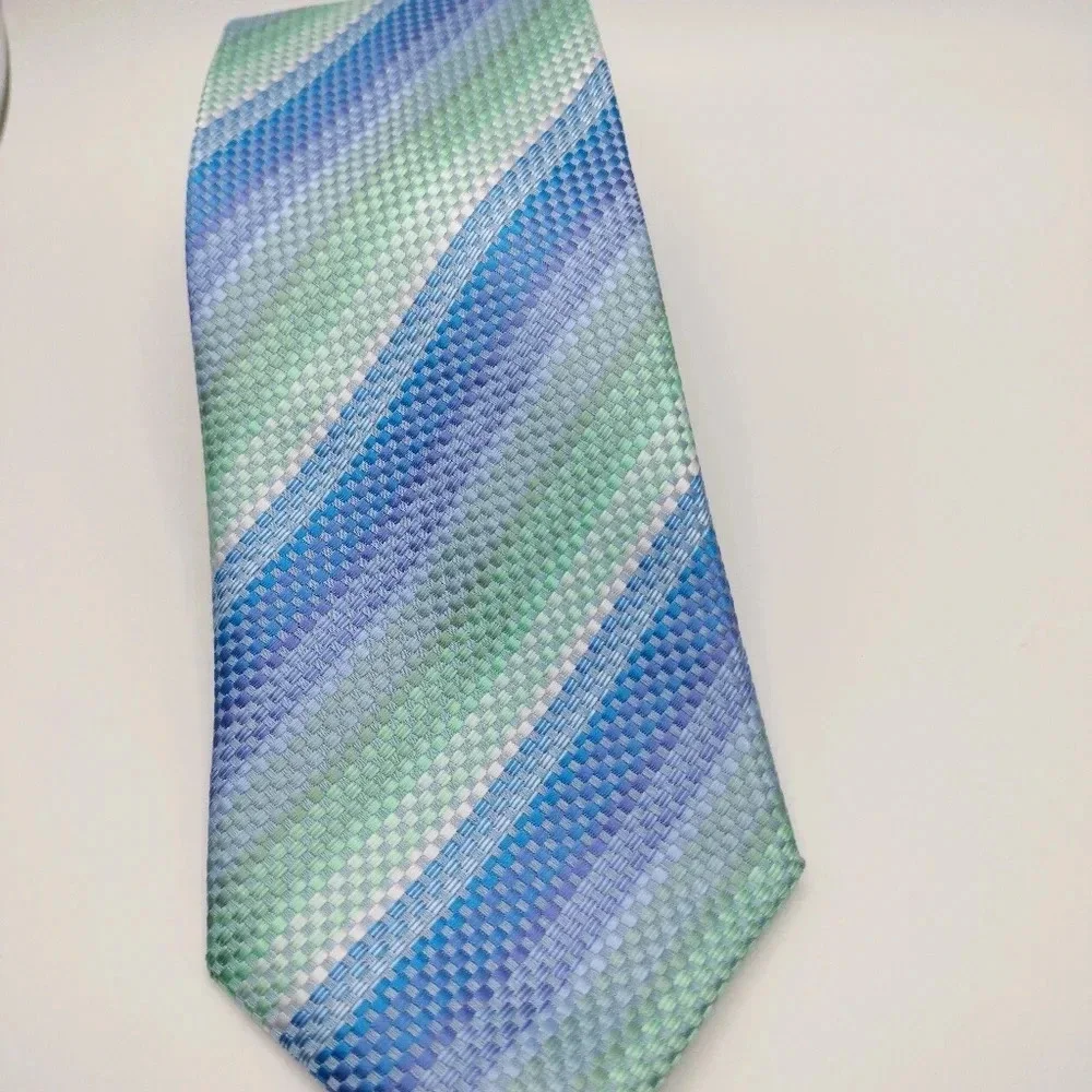 Saddlebred Men's Necktie Tie Blue Green Purple Woven Textured Material 58 x 3 T